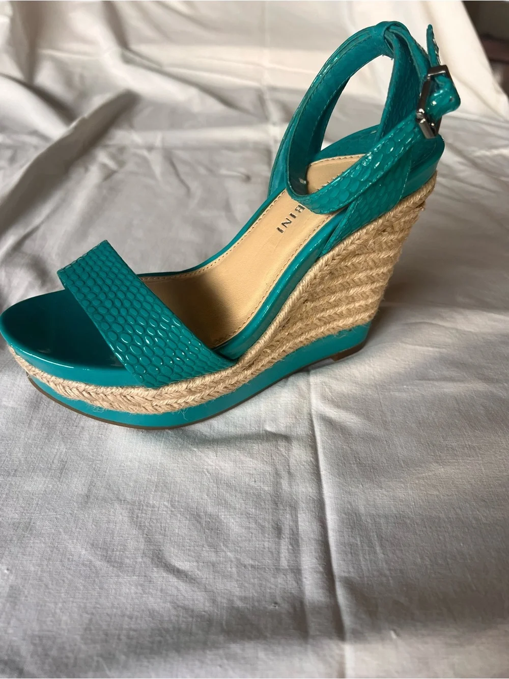 Gianni Bini Teal Wedge Espadrille Sandals
